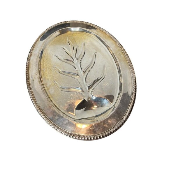 Wm Rogers Silver Meat Platter "Tree Of Life" Silverplate Footed Serving Tray - Picture 1 of 15